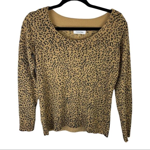 Calvin Klein Animal Print Sweater Wool Blend sz S - Picture 3 of 8